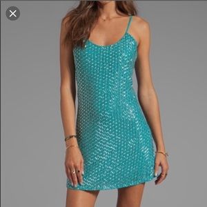Turquoise Sequin Parker Dress